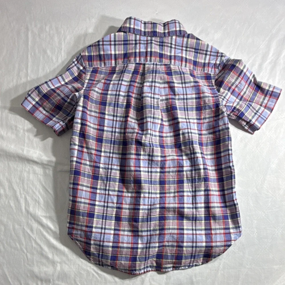 Ralph Lauren Boys Size S 8 Plaid Cotton Short Sleeve Button Up Shirt Polo Pony